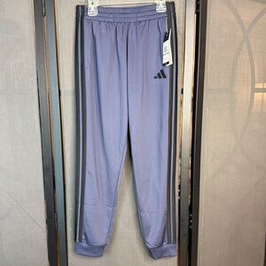 NWT Adidas Navy Joggers Black Stripes Track Pants Med 10/12 Boys Athletic Kids